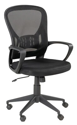 HOME4YOU Bürostuhl Drehstuhl mit Armlehnen Rollen Höhenverstellbar Meshbezug Schwarz