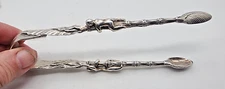 STUNNING RARE PAIR OF ANTIQUE SILVER SUGAR TONGS LONDON  1864