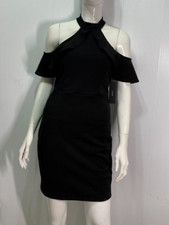 Lulus Collection Dress Retro Black Off-the-Shoulder Bodycon Size M