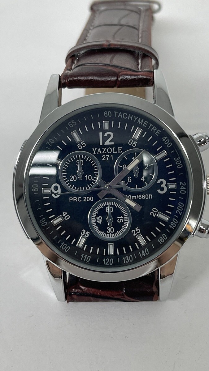 Yazole Watch Men Business Fashion Blue Dial Glass Surface Quartz
