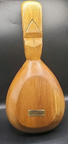 Vintage Hand Carved Monkey Pod Wood Serving Bowl with Tiki Handle - Picture 5 of 10