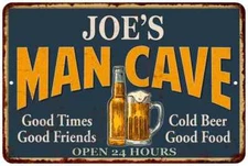 JOE'S Man Cave Personalized Metal Sign Green Gift 112180012054