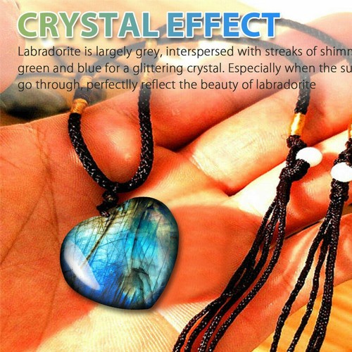 Piedra lunar corazón cristal natural piedra labradorita pulida energía curativa Reiki - Imagen 5 de 13