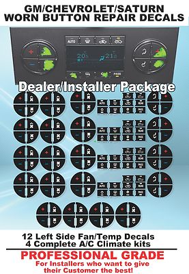 16 Pcs GM Peeling Button Acadia, Traverse, A/C Climate Repair Decal Stickers