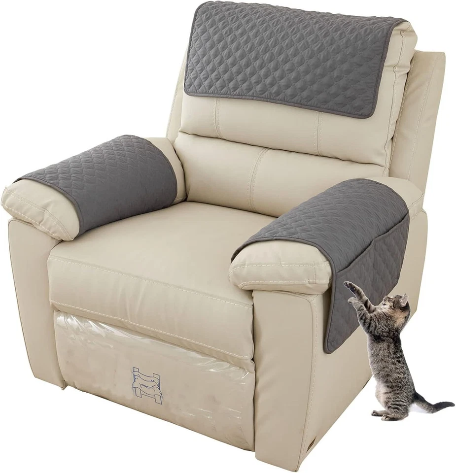 Universal Fit Dark Gray Armrest Covers, Set of 3 - Perfect for Home Protection Foto 3 de 4