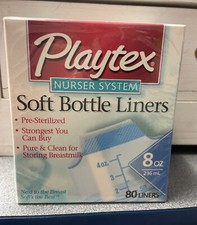 PLAYTEX 8 oz Soft Bottle Liners Pre-Sterilized 80 Liners Nurser System Sealed
