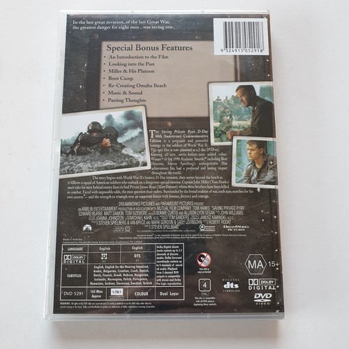 Saving Private Ryan (DVD 1998) PAL Region 4 (Tom Hanks) 60th Anniversary Edition - Picture 2 of 4