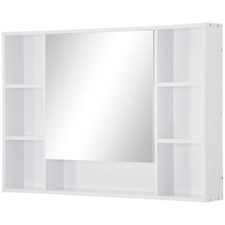 kleankin Specchiera Bagno con Armadietto con Anta Specchiata e Mensole Bianco