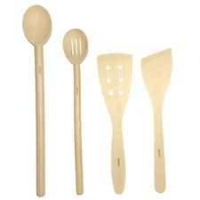 Pacific Merchants 4pc Beechwood Wooden Spoon & Spatula Utensil Set