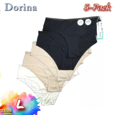 NWT Dorina Women's L Naomi 5-Pack Soft Cotton Hipster Multicolor