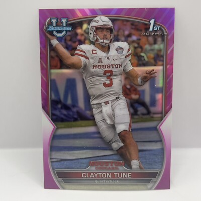 2022 Bowman Chrome University Football Clayton Tune #98 Pink Houston