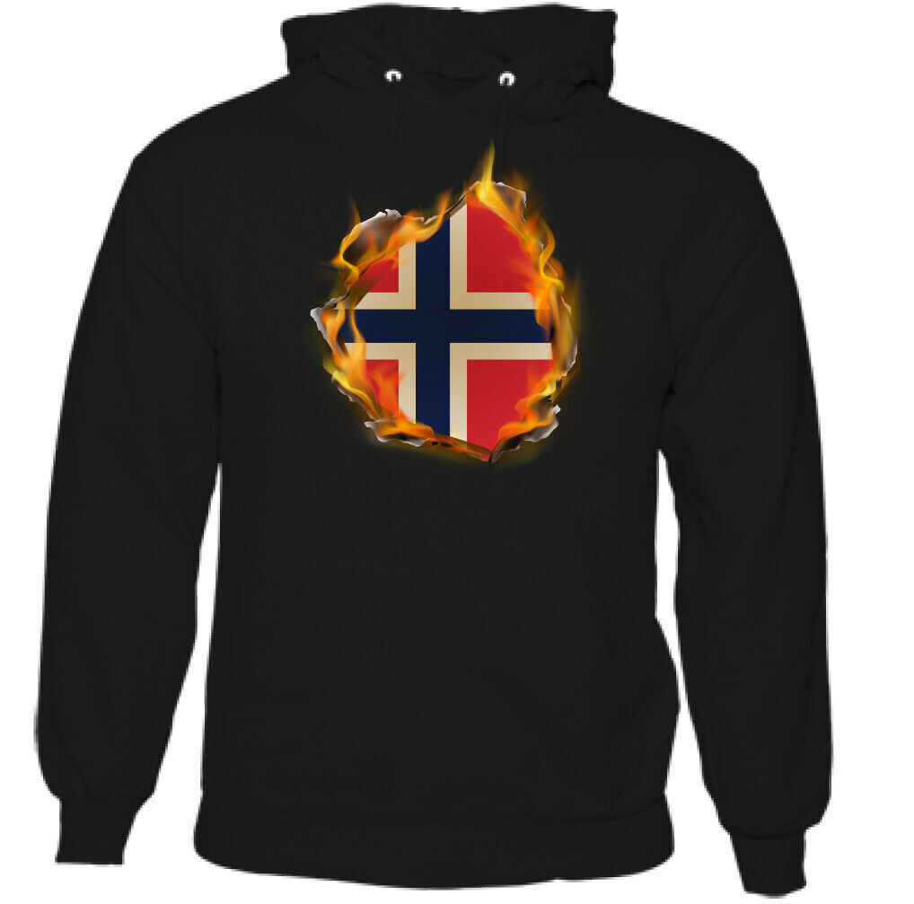 Noruega Bandera Llamas Hombre Sudadera Norges Flagg Constitución Día Fútbol
