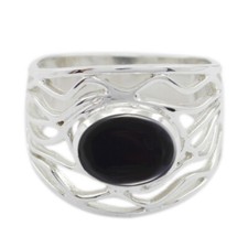 Black Onyx Sterling Silver Ring Manmade Jewelry For Children's Day Gift US