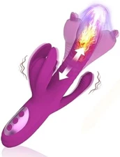 Heating Rabbit Vibrator Thrusting Dildo Clit G-Spot Massager Sex Toys for Women