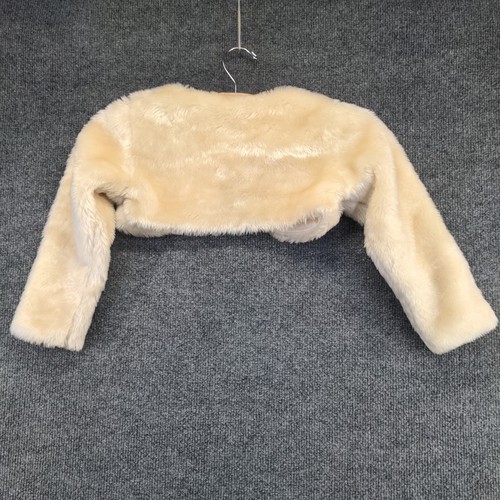 Blueberi Boulevard Girls Vegan Fur Bolero Shrug Cream 6/6X Long Sleeve Lined - Picture 5 of 10