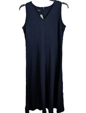 Talbots Sheath Maxi Dress Petite XP Navy Sleeveless Stretch Career Capsule NWT