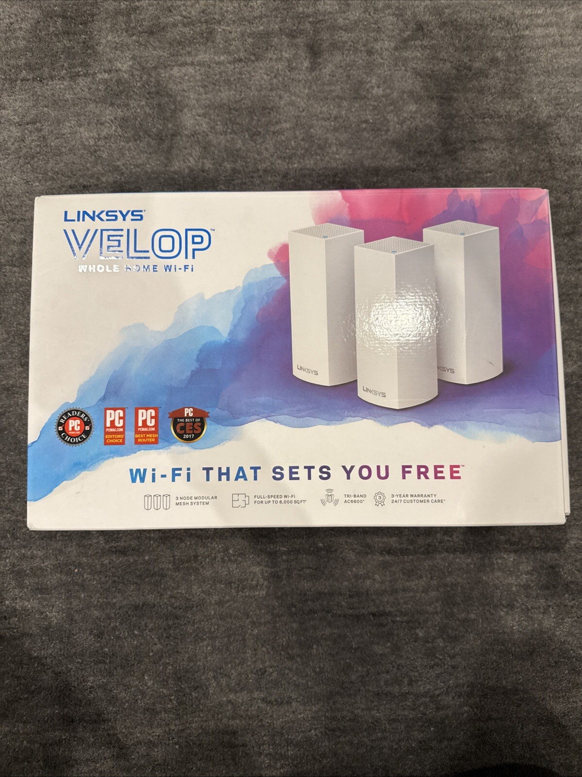 Linksys Velop AC6600 Whole Home Mesh Wi-Fi System -(3-Pack) 6000 SQFT (WHW0303)