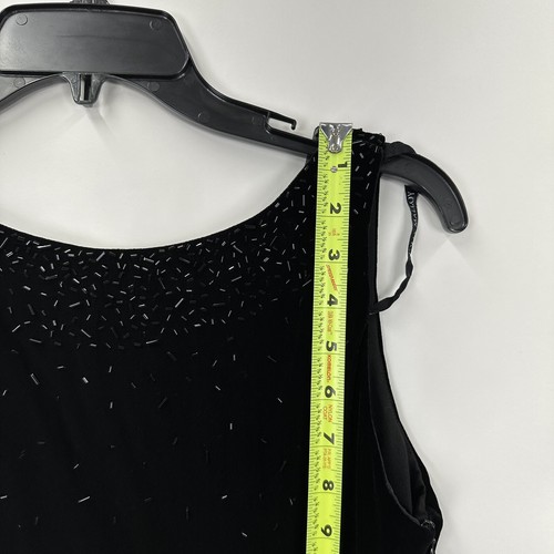 Molly Malloy Evening 8 Black Beaded Velour Slveless V-Neck Back Bow Sheath Dress - Picture 18 of 19