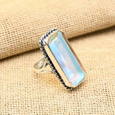 Rainbow Mystic Topaz Gemstone Handmade 925 Sterling Silver Ring Jewelry