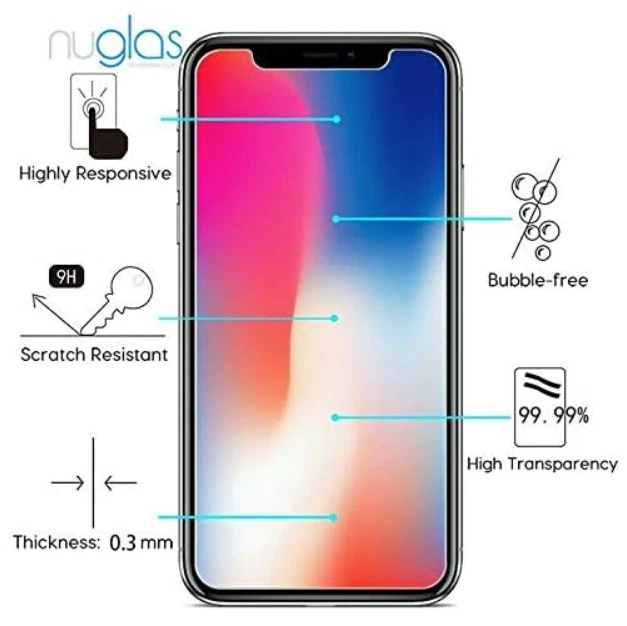 5D Japan Asahi Tempered Glass Protector iPhone X/XS Full Screen Curved Edge 2PCs - Image 2 of 4