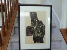 VINTAGE American Artist LYND WARD Wood Engraving SURVIVORS Cross 20.5"x13"-Print