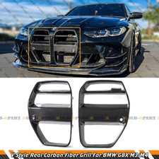 Real Carbon Fiber V Style Nose Grill Grille For 2021-2026 Bmw M3 G80 M4 G82 G83