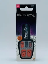 Broadway Press-On Nails Orange & Black Pumpkin, Spider, Webs 'Cauldronc' 63928