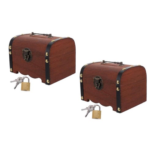 2 Pack Retro Money Bank Kind Aufbewahrungsboxen Münzbehälter Aus Holz - Zdjęcie 10 z 12