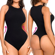 Thong Women's Racerback Bodysuit Shapewear Tummy Control Body Shaper