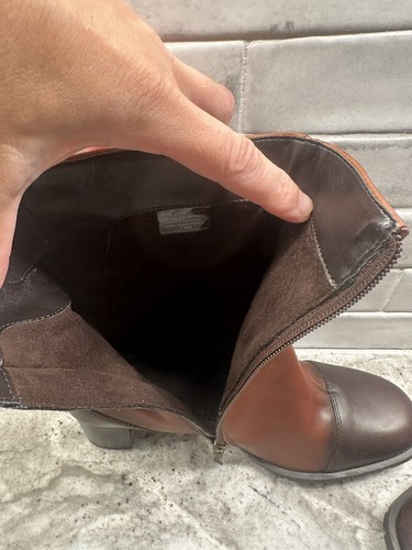 ARA Luftpolster Brown Leather Square Toe Chunky Heel Boot Size 7 NEW - Picture 12 of 17