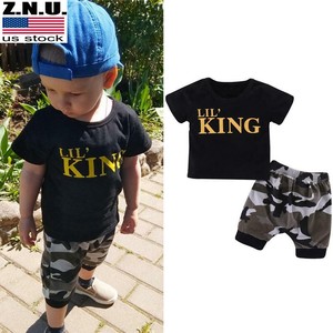 Kids Baby Girls Boys Summer Clothes King Print T Shirt Camo Shorts Outfits Set Ebay