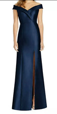 Alfred Sung Long Formal Midnight Blue Size 4 Style D760 Wedding Guest $250 NWT