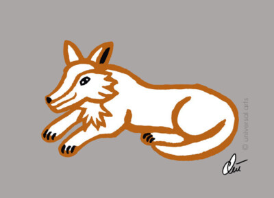 JACQUELINE DITT - Mr. Fox outline GF ltd. signed print graphic size 13x18 cm Fox