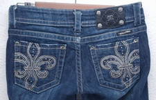 Miss Me Jeans Women  s 27 Bootcut JP5145B2 Fleur de Lis Dark Wash 29x33.5