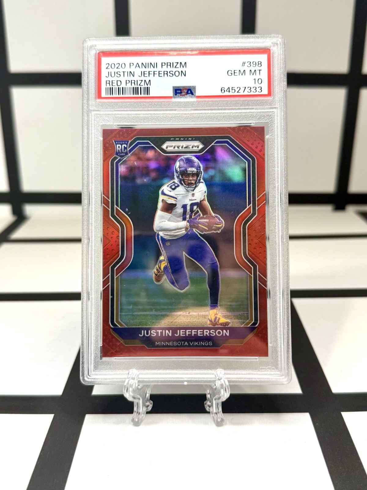 2020 Prizm Justin Jefferson True Red Prizm PSA 10 Pop 5 RC Case Hit SSP #398