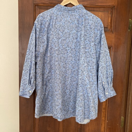 Chaps Blouse No Iron Paisley Blue 3/4 Sleeve Size 3X Cotton Casual Women Plus - Picture 2 of 6