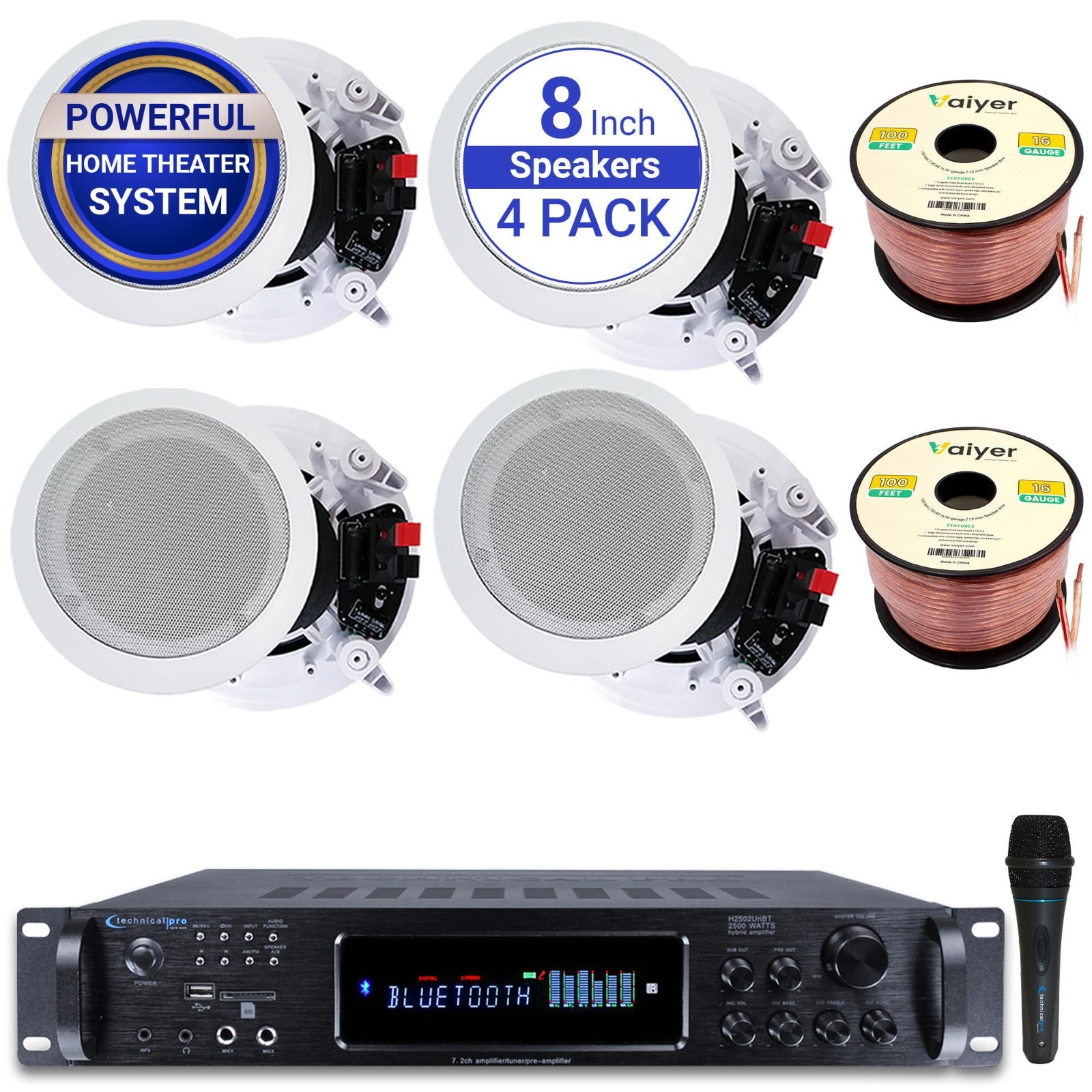 Kit 7.2 Ch 2500 W With 4 Qty Of 8&rdquo; Ceiling Speaker 300 W Each