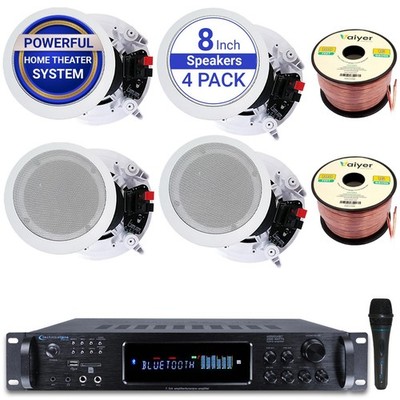 Home Stereo System Kit 7.2 CH 2500 W with 4 Qty of 8  Ceiling Speaker 300 W Each