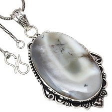 Anhänger dendritischer Opal Edelstein handgefertigtes Geschenk für ihren...