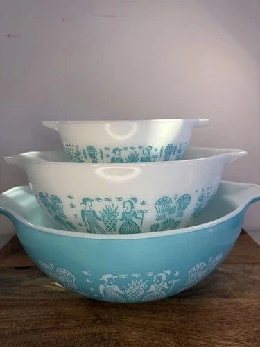 Pyrex Amish Butterprint Cinderella Bowls, Set of 3 Nearly Mint Read 441 443 444