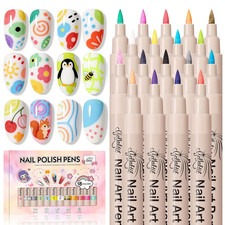 18 Colors Nail Art Pens Set, 3D Nail Polish Pens Quick-Drying Acrylic Paint Mark