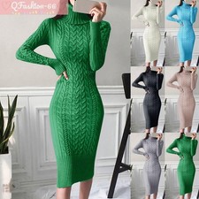 Womens Long Sleeve Turtleneck Sweater Dresses Midi Dresses for Women Winter