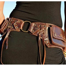 Handmade Steampunk Leather Utility Hip Belt Bag Waist Pocket Fanny Pack Women