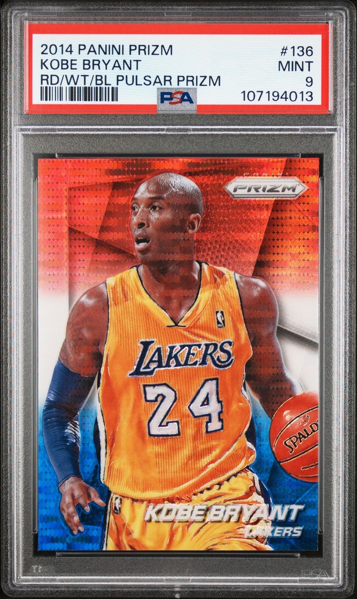 2014 PANINI PRIZM RED/WHITE/BLUE PULSAR PRIZM #136 KOBE BRYANT PSA