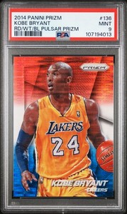 2014 PANINI PRIZM RED/WHITE/BLUE PULSAR PRIZM #136 KOBE BRYANT PSA 9