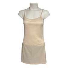 Womens Cream Spaghetti Strap Slip Dress Mini Layering Base Size Med