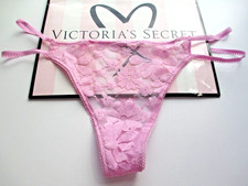 VICTORIA'S SECRET PINK Thong Panty S M L XL Strappy Lace NWT Hushed Lilac VS