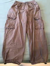 NET LADIES WOMENS GRAY CARGO PANTS TIE CLOSURE ELASTIC BAND SIZE 38