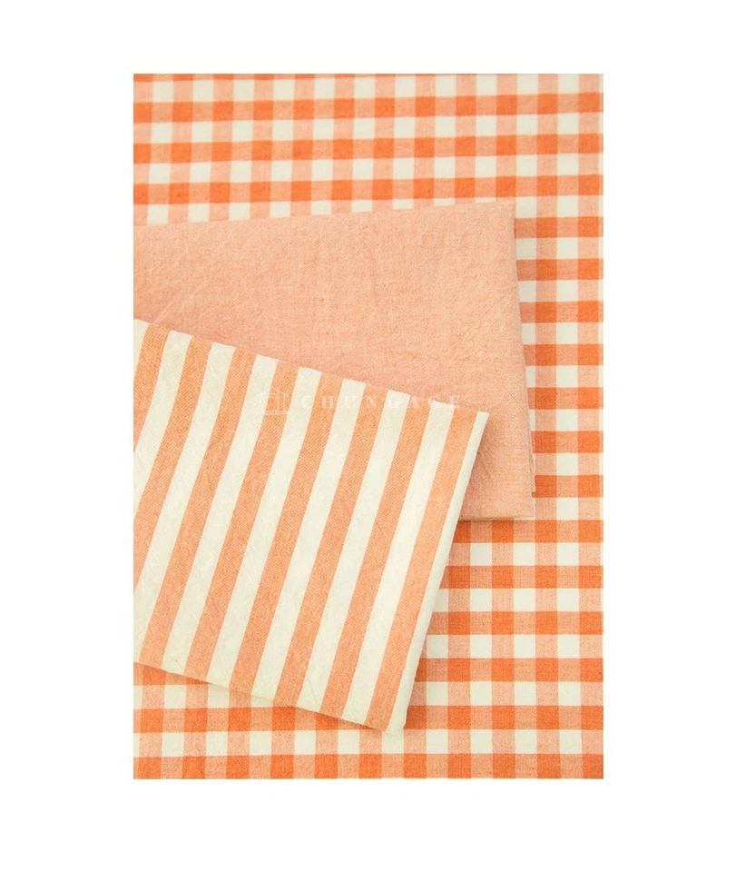 Orange Gingham Cotton Fabric Precuts Bundle Patchwork Quilting Scraps 8mm - Image 3 of 4