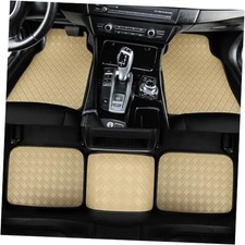 Waterproof Faux Leather Car Floor Mat Full Set,Durable All-Weather Beige